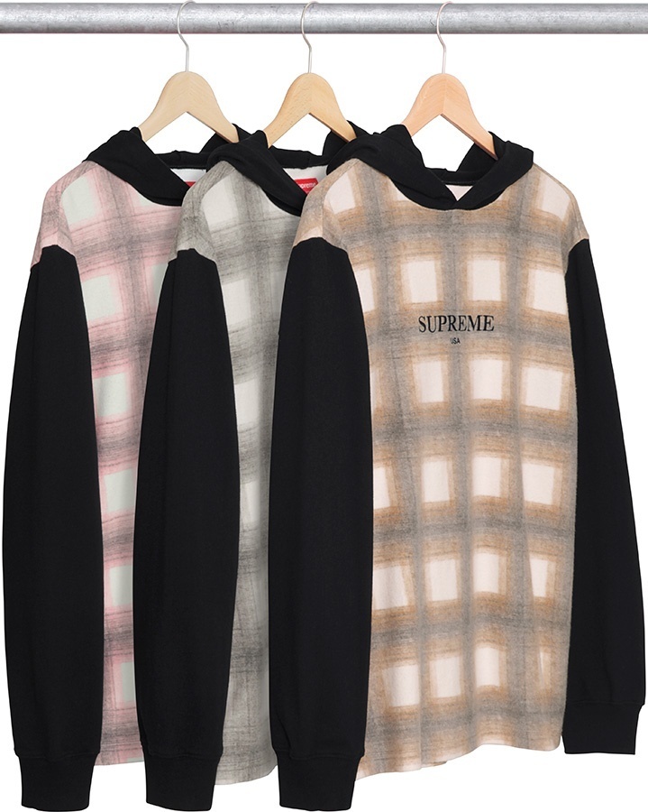 Shadow Plaid Hooded L/S Top